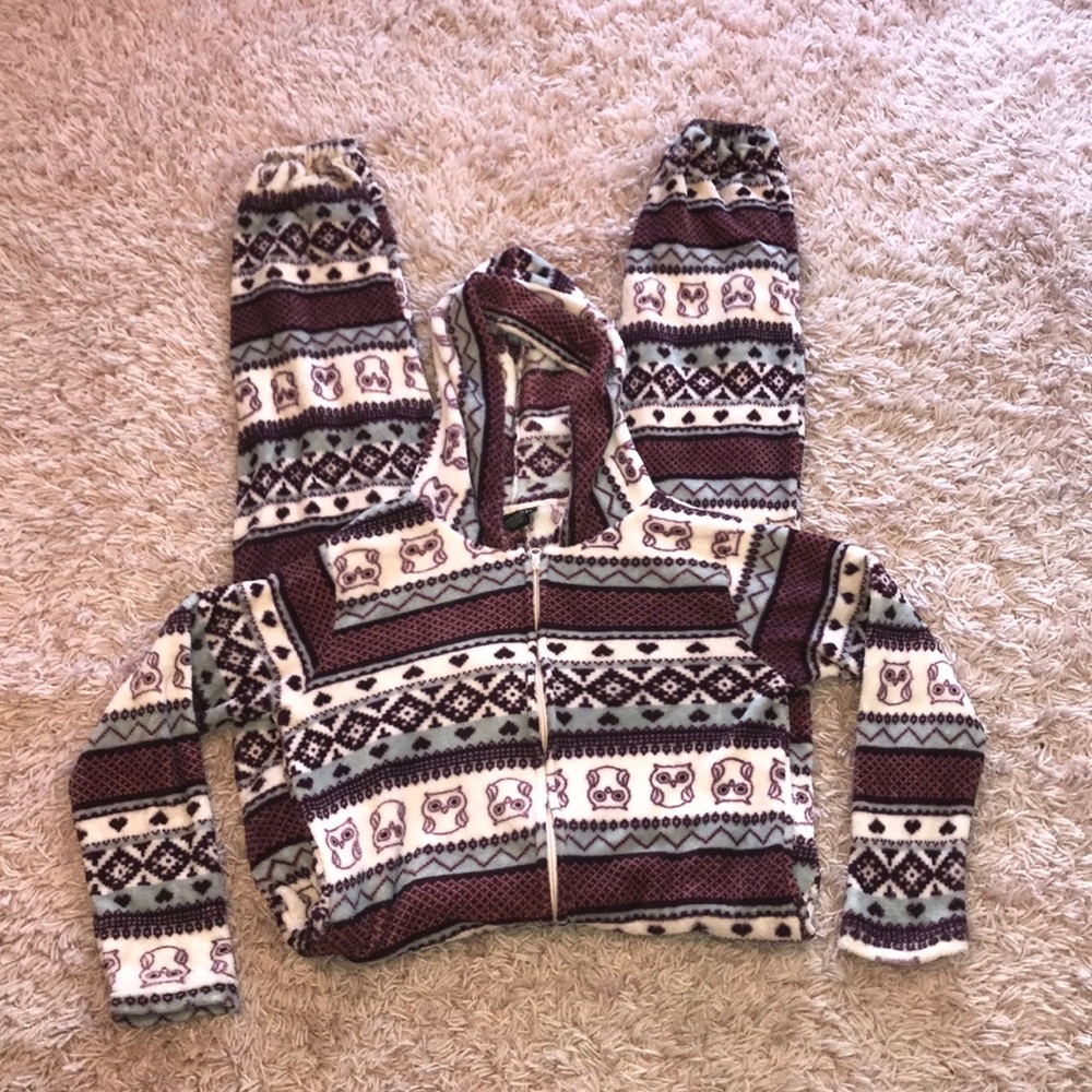Owl Geo Hooded One Piece | Onesie | Plush Pajama - Picture 6 of 8